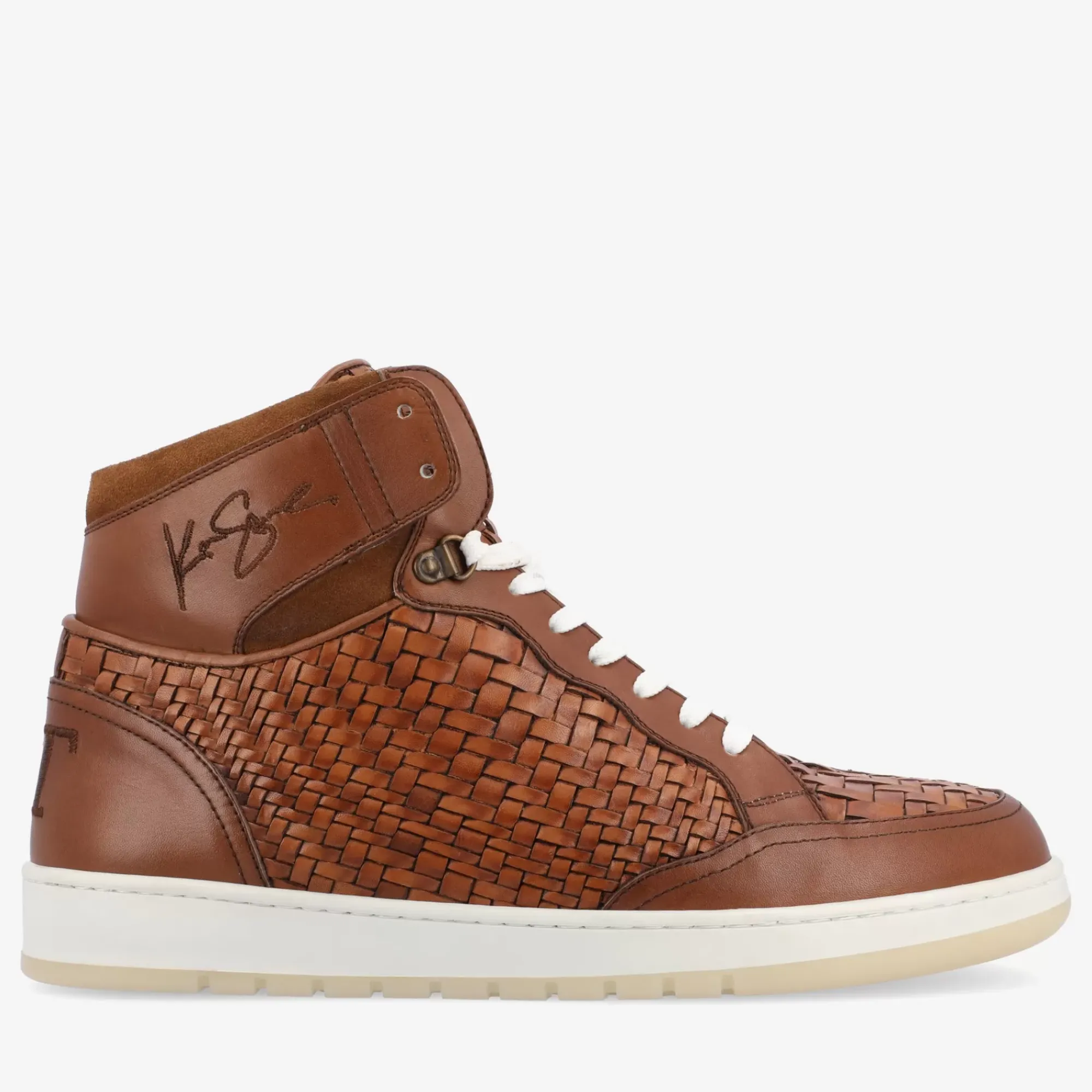 New TAFT Rapido Brown Leather Sneakers - Brown Woven |