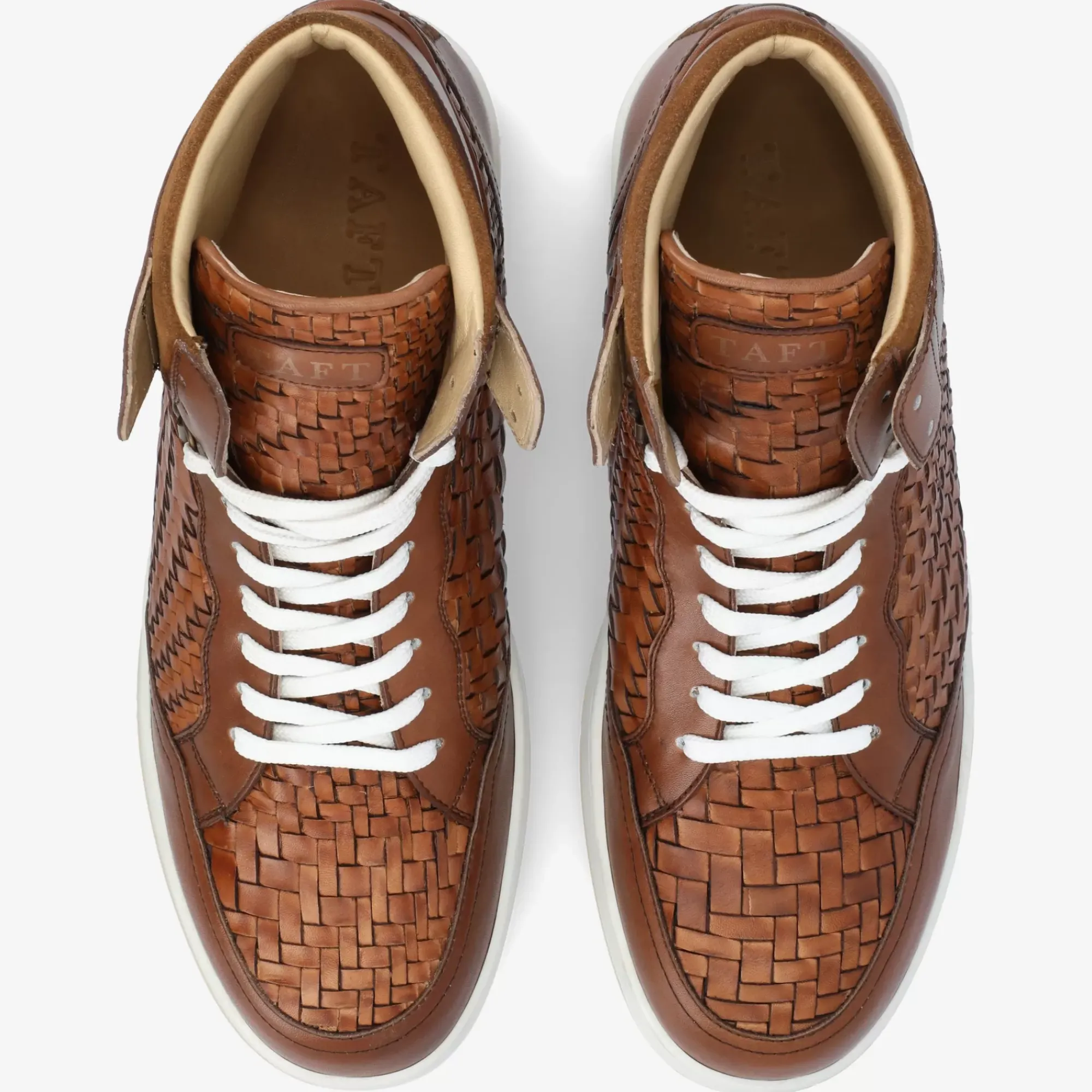 New TAFT Rapido Brown Leather Sneakers - Brown Woven |