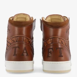 New TAFT Rapido Brown Leather Sneakers - Brown Woven |
