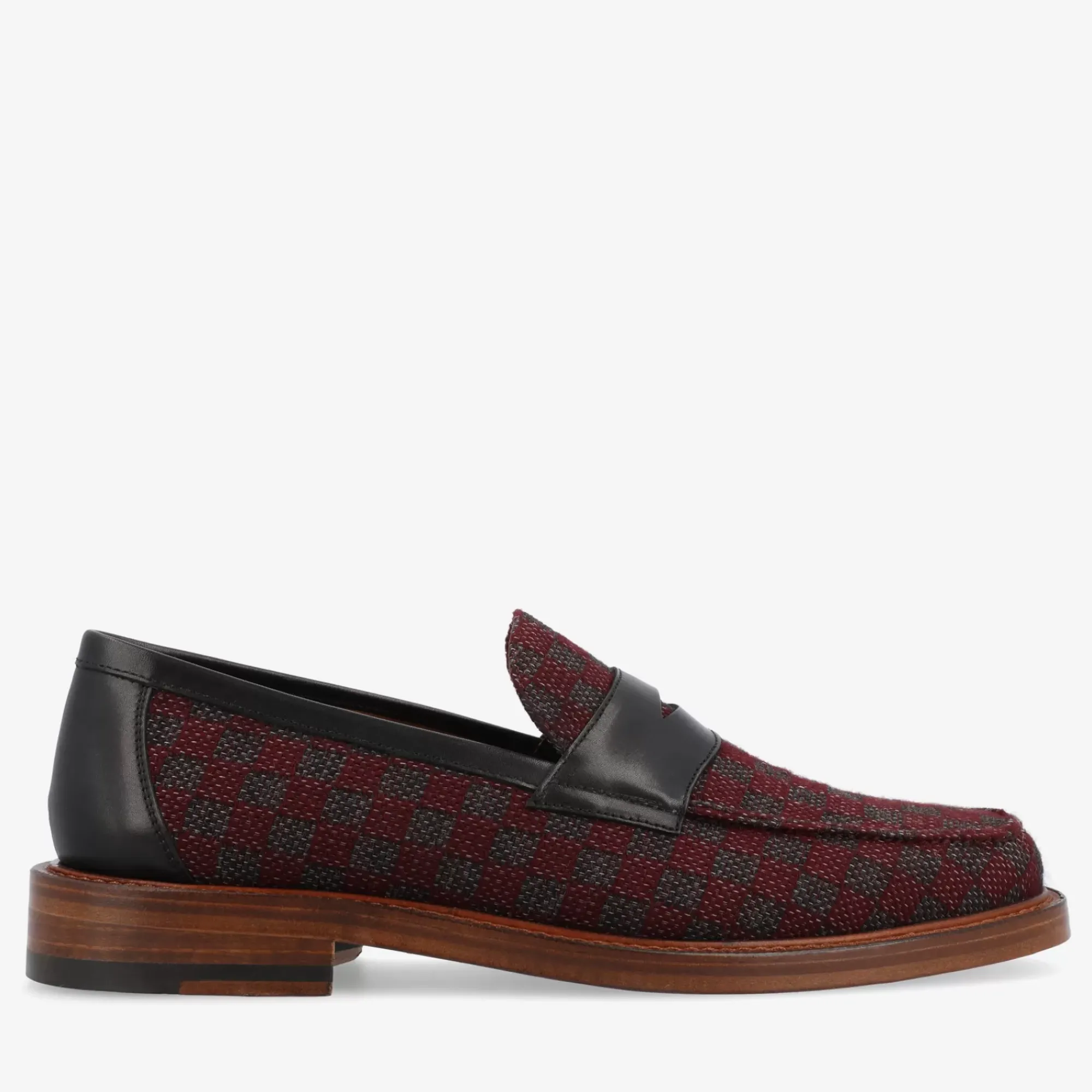 Outlet TAFT The Fitz Maroon Mens Loafers - Maroon Check |