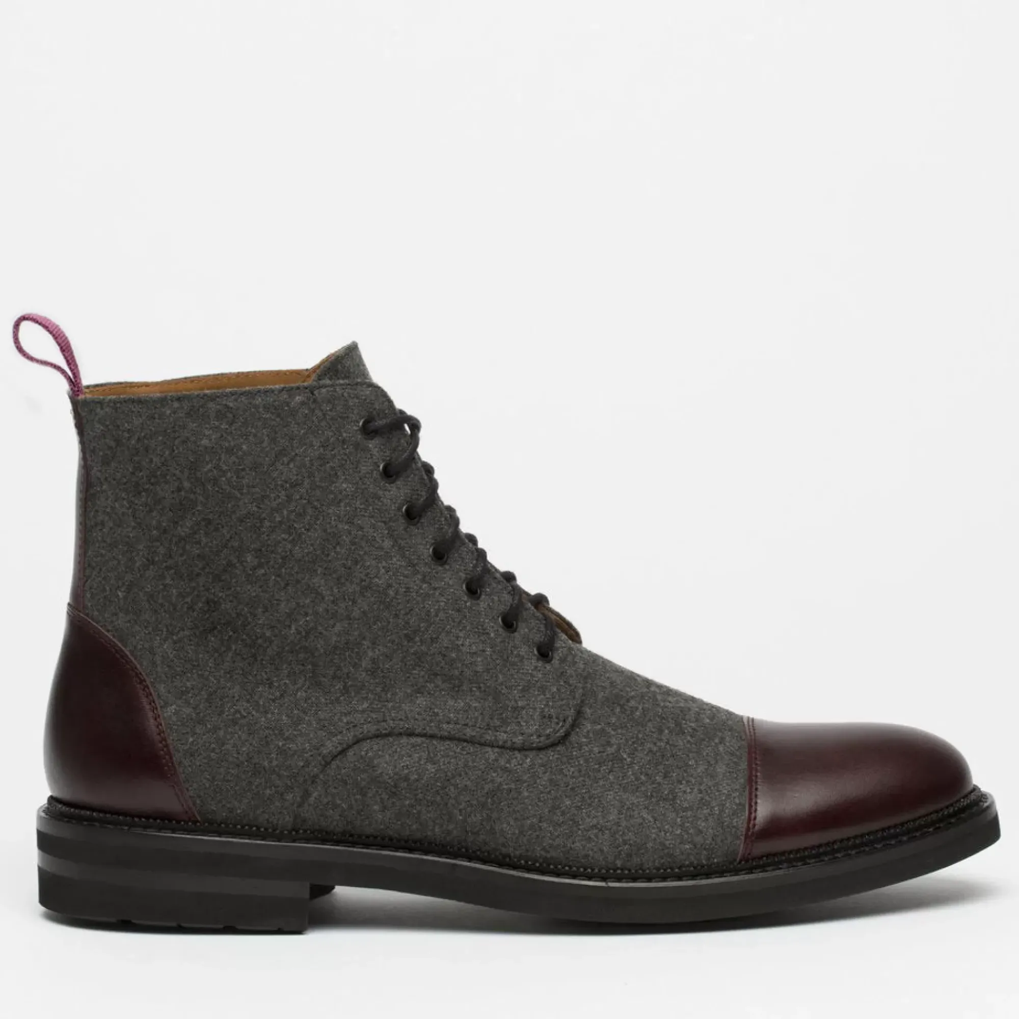 Clearance TAFT The Jack Boot - Grey / Oxblood Leather |