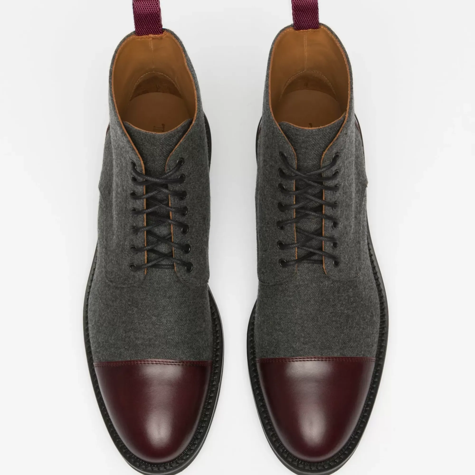 Clearance TAFT The Jack Boot - Grey / Oxblood Leather |