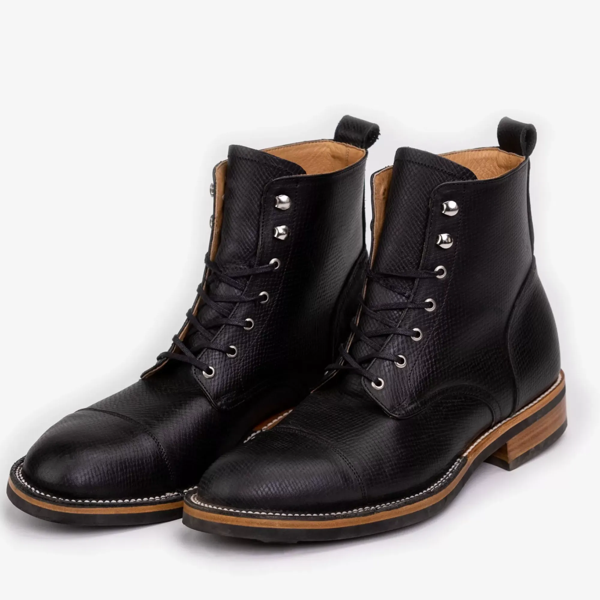 Clearance TAFT The Legacy Boot In Black Hatch - Reindeer Leather |