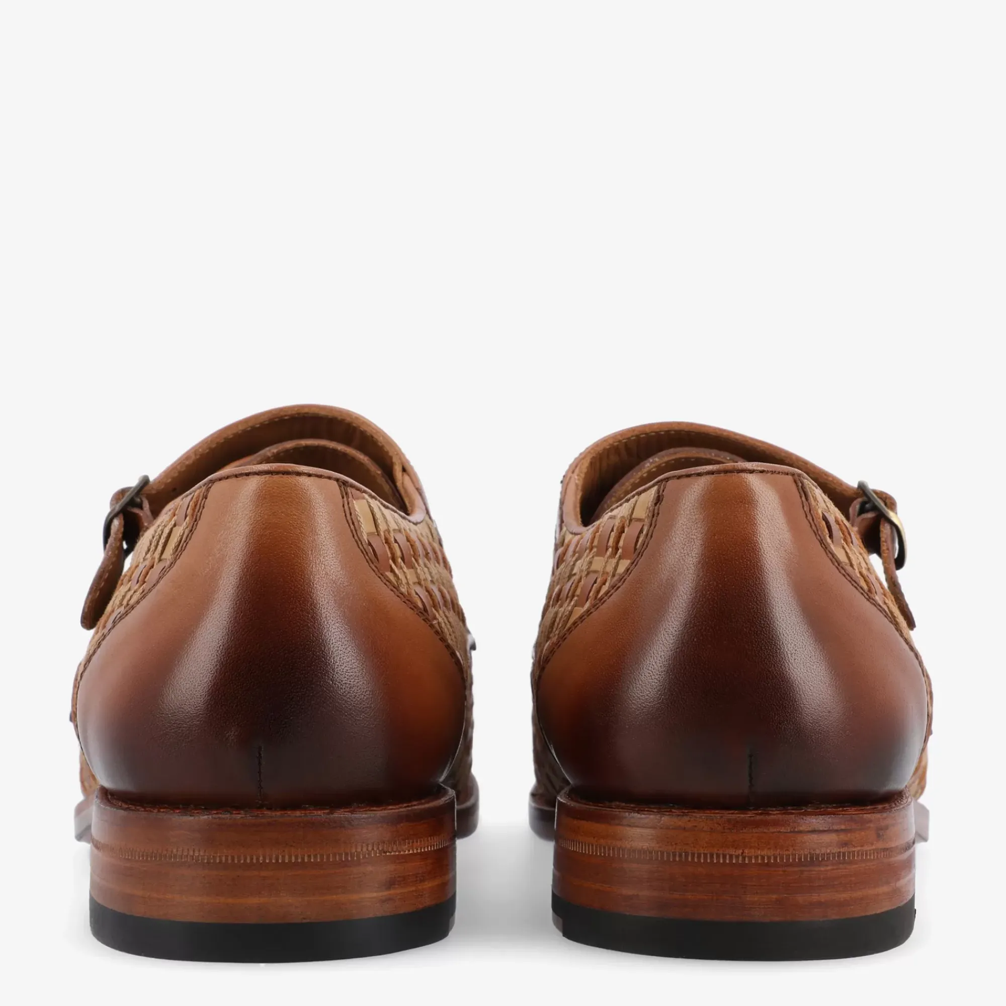 TAFT The Lucca Monk Strap Shoe In Brown Woven |