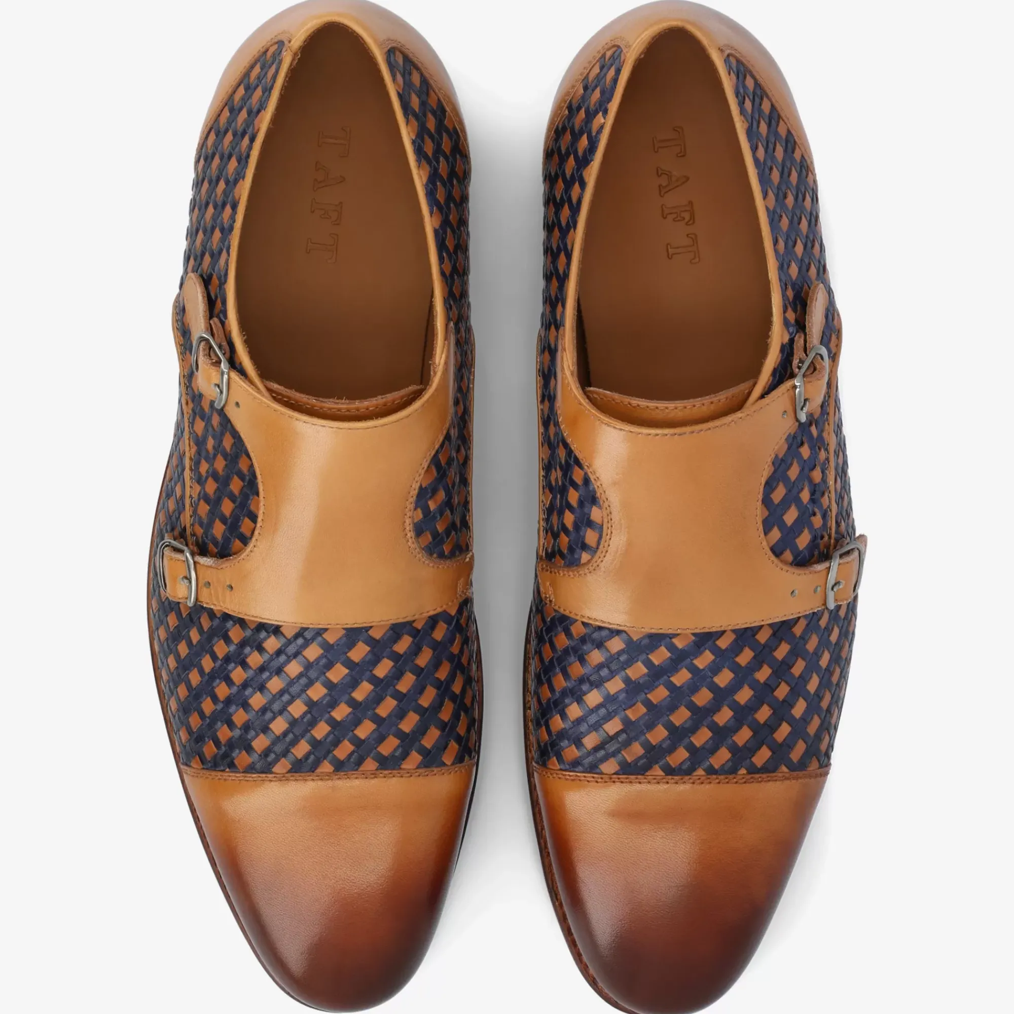 Best TAFT The Lucca Monk Strap Shoe In Navy Woven Leather |