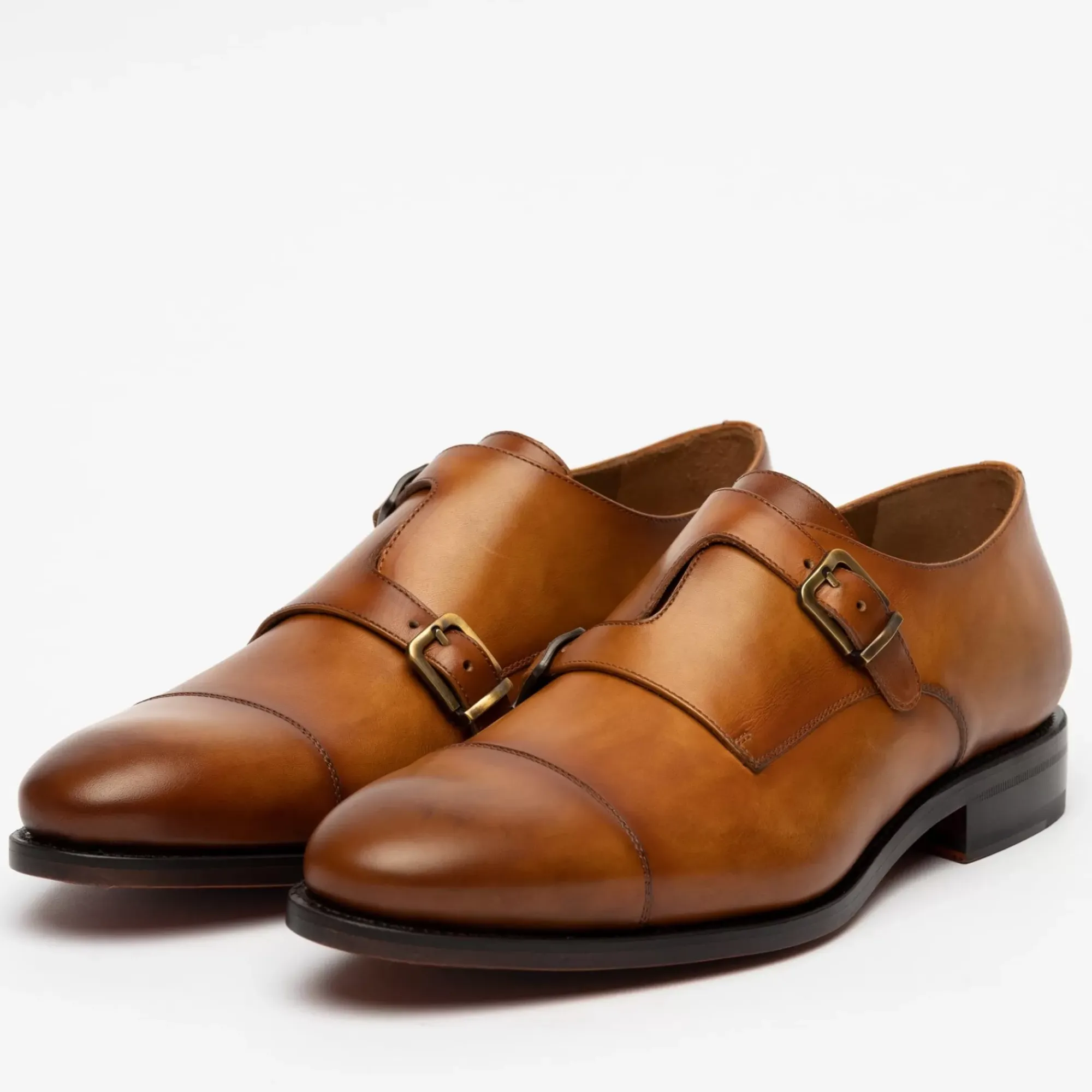 Online TAFT The Prince Shoe In Honey - Double Monk Strap |